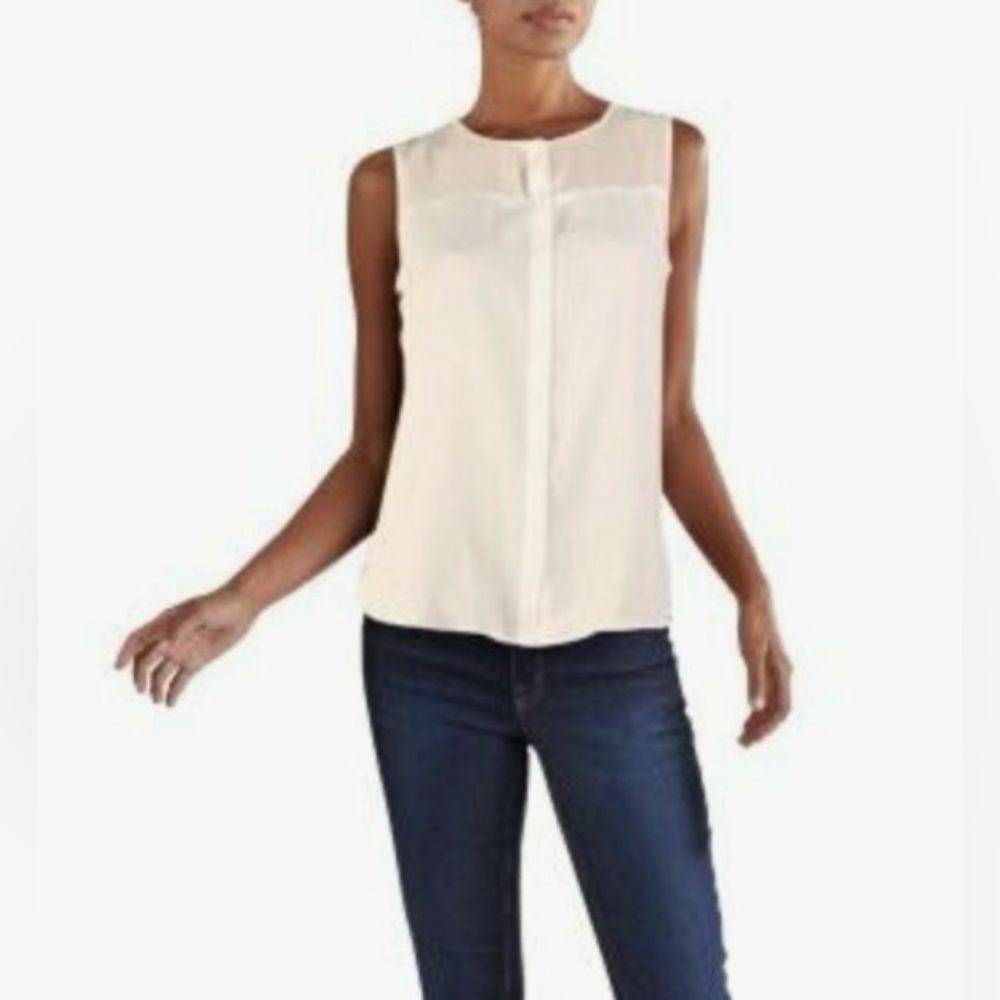 T Tahari ivory sleeveless blouse